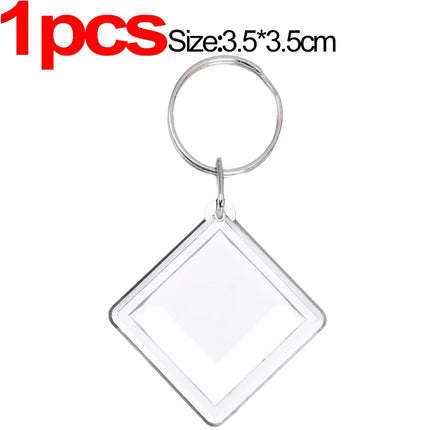 1/20Pcs Blank Acrylic Picture Keychain DIY Clear Insert Photo Split Key Ring Frame Key Chains Couple Anniversary Graduation Gift
