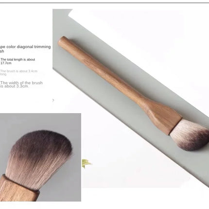 New 1Pcs European Vintage Wood Handle Makeup Brush High Quality Walnut Loose Powder Blush Foundation Contour Brush Super Soft
