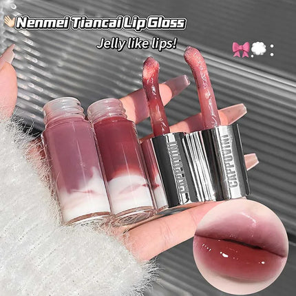 Cappuvini Berry Snow Gradient Lip Gloss Mirror Moisturizing for Plump Lips Long-Lasting Makeup Lip Glaze