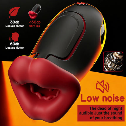 Male Masturbator Squeezable Electric 10 Licking Vibrator Mode Deep Throat Mouth Blowjob 360° Wrapped Penis Pocket Puss Sex Toys