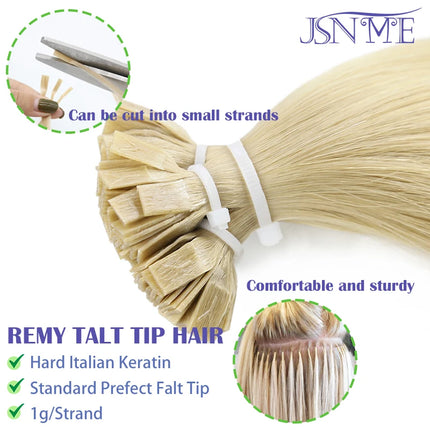 Virgin Hair Flat Tip Hair Extensions Natural Real Human Hair Fusion Capsule Keratin Brown Blonde 1g/Strand 14-22 inch For Woman