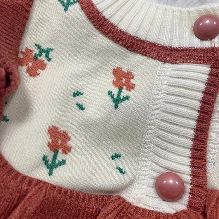 Girls' Sweater Autumn New Style Jacket for Young Children Korean Style Floral Cardigan Baby Girl Trendy Knitwear