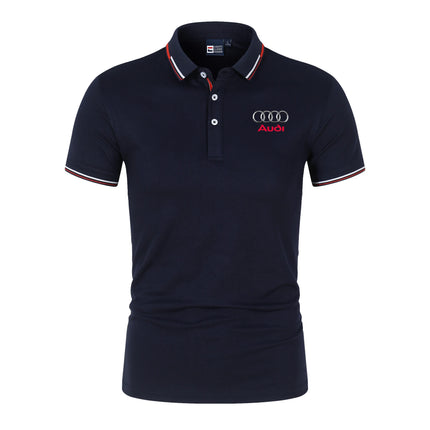Men's T-shirt, short-sleeved polo shirt, summer, Audi car print product, fashionable and breathable, car beauty and maintenance,