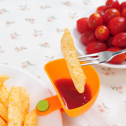 4Pcs/Set Kitchen Dipping Bowl Sauce Holder Hold Seasoning Dishes Dip Clip Bowl Plate Holder Assorted Colors Plate Clip Holders