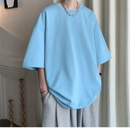 Men's Cotton T-shirts White Men's Oversized T-Shirt Solid Summer Casual Wear Tee Shirts Fashion for Men 5XL Male Clothes