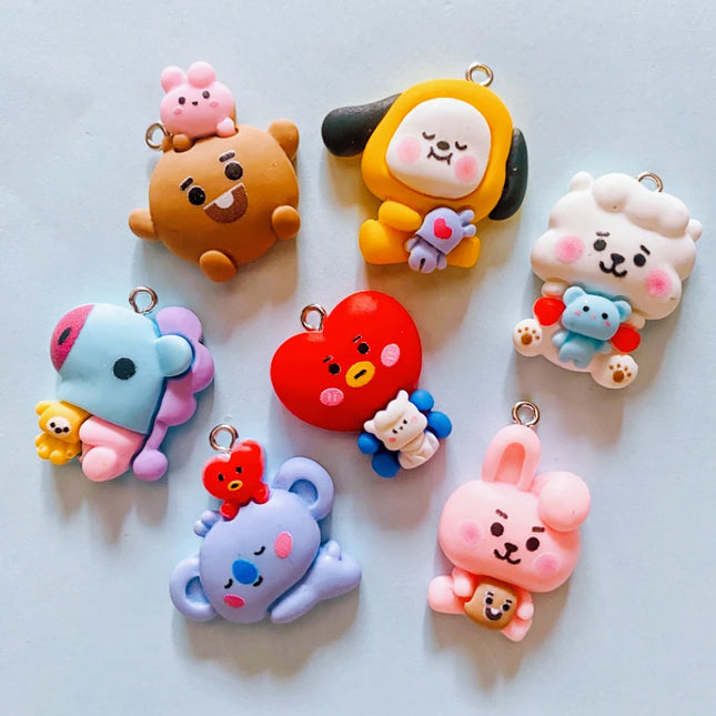 10PCs Cute Animal Cartoon Koala Resin Charms for jewelry making Pendant Small Character Mum Gifts Earring Necklace Accessories