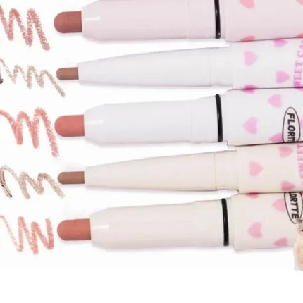 FLORTTE Dual-ended Lip Liner Pencil Natural Matte Cute Animals Nude Lipstick Pen Long Lasting Lip Gloss Korean Cosmetic Make Up