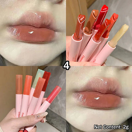 Shimmer Heart Jelly Lipstick Pen Hydrating Ice Rose Solid Lip Gloss Tinted Mirror Finish Water Gloss Pomelo Lip Balm Cosmetics