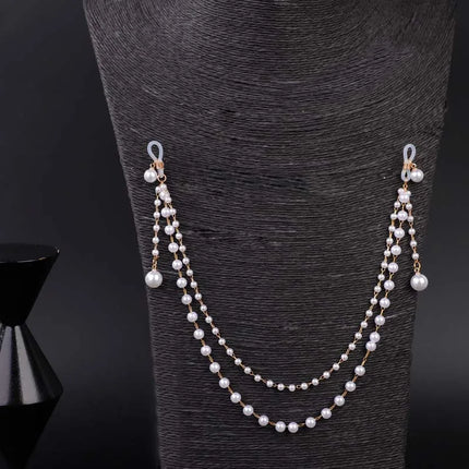 Sexy Imitation Pearl Tassel Chest Chain for Women Girls Exaggerated Metal Double Layered Nipple Chain Body Jewelry Accessories