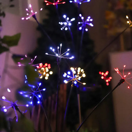 Solar Firework Lights Warm White with 60LEDs for Outdoor Garden Decoration Christmas New Year's Garland Decoration