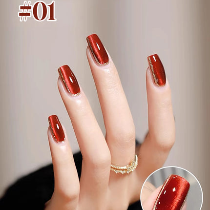 MIANEL 12ML Burning Love Cat Eye Gel Polish 2025 New Arrival - Brightening Dragon Fruit Pink with Glass Bead Cat Eye Nail Art