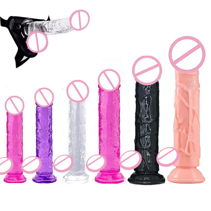 Realistic Big Jelly Dildo Wearable Strap on Penis For Women Masturbators Erotic Anal  Gay Penis Suction Cup Dick Sex Toys 18+