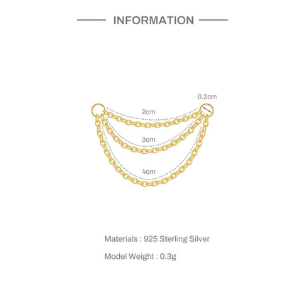 CANNER 1PC 925 Sterling Silver Chain Tassel Piercing Earrings Chain Charm Accessories For Woman Shiny Earring Fine Jewelry Gift