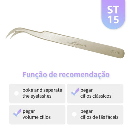 NATUHANA  Eyelash Extensions Tweezers Lash Artists High Precision Stainless Steel Superhard Anti-Static Tweezers Makeup Tools