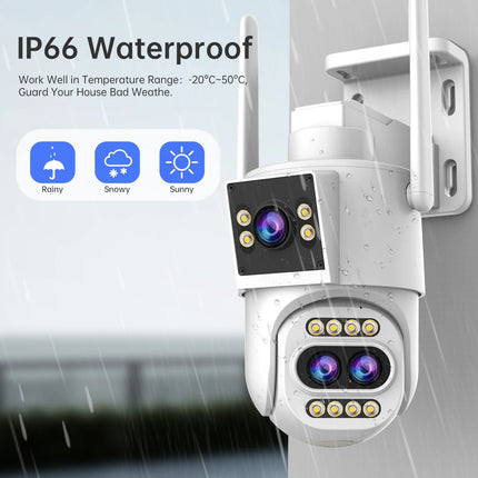 JOOAN 4K 8MP WiFi Surveillance Camera Outdoor Three-Lens Dual Screen Opticial Zoom PTZ IP Camera Auto Tracking CCTV Security Cam