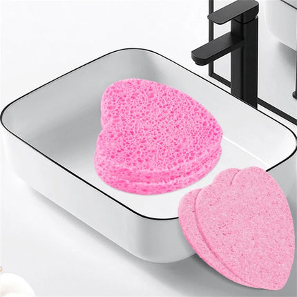 10/20/50PCS Pink Heart Shape Facial Sponges Pad Compressed Natural Reusable Facial Cleansing Pads Exfoliating For Cleansing