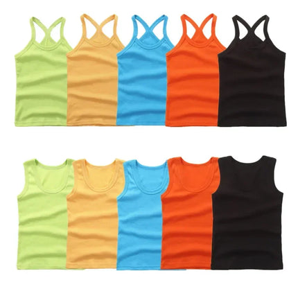 Children's Vests T-shirts Summer Boys Girls Cotton Sports Tops Waistcoat Solid Color Casual Kids Vest