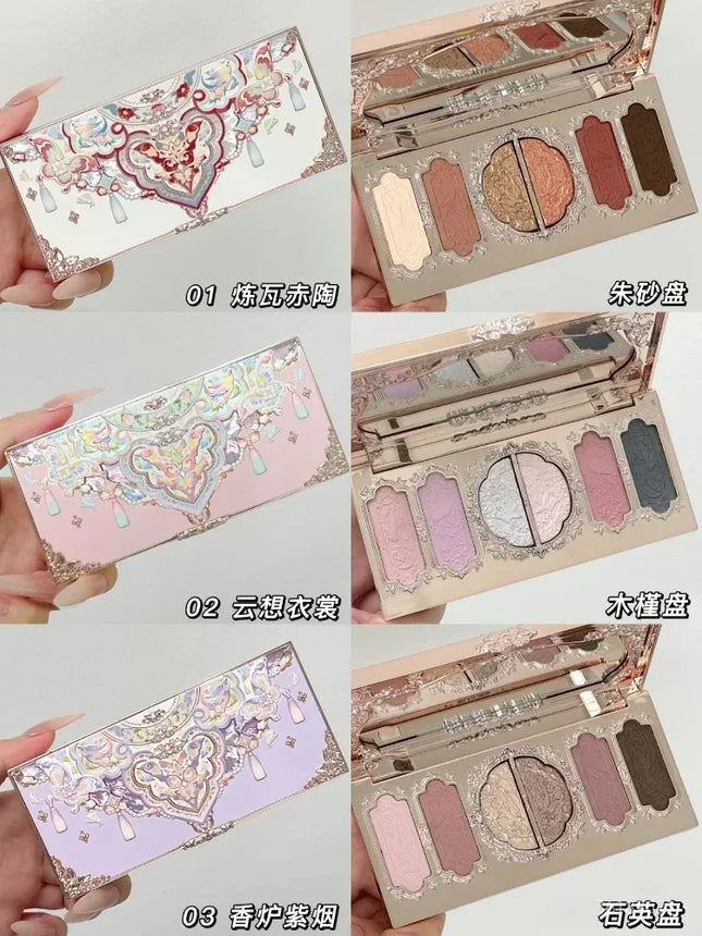 Flower Knows Butterfly Cloud Collar Collection Makeup 6Colors Eyeshadow Matte Fine Shimmer Pearl Glitter Eye Face Palette