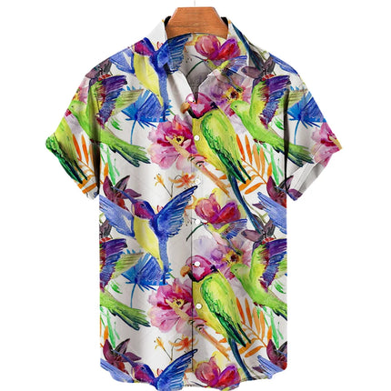Men's casual shirt plant printed summer clothing Hawaiian short sleeved 2023 medieval vintage beach vacation top