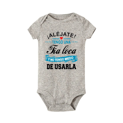 Stay Away I Have A Crazy Aunt I'm Not Afraid To Use Her Baby Romper Funny Infant Bodysuit Newborn Short Sleeve Jumpsuit Outfits