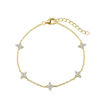 New Stainless Steel Zircon Necklaces for Women 18K Gold Plated Four Leaf Grass Collar Chain Necklace Luxury Jewelry Gift