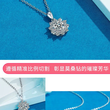 Sunflower Necklace Pendant 2CT Moissanite Women's PT950Platinum-Fine bezel setting, bright fire,hypoallergenic,for dress outfits