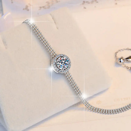 2 Carat Moissanite PT950 Platinum Women's Sliding Bracelet Adjustable Design Sparkling Daily Gift Jewelry