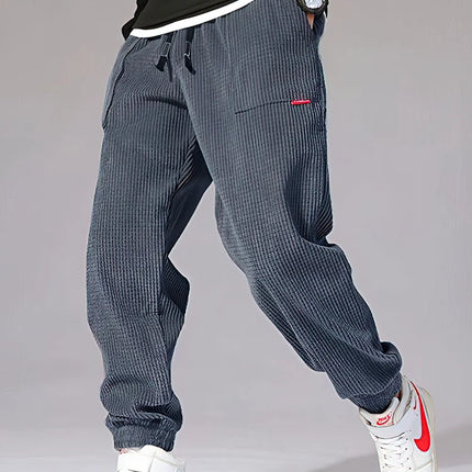 Autumn Winter Warm Motorcycle Jogger Corduroy Pants Men Tech Fleece Sweatpants Casual Harem Pants Male Sport Thermal Trousers