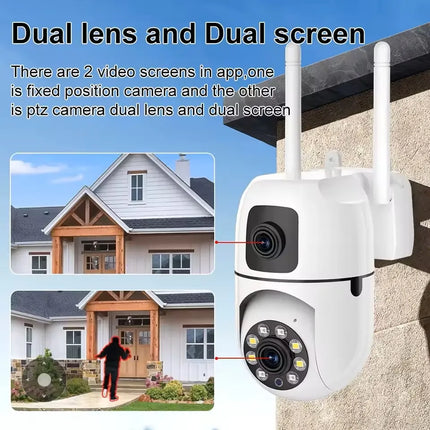 8MP HD Wifi Camera Security Wireless Outdoor Waterproof Dual Lens Dual Screen AI Human Tracking Color Night Vision Baby Monitor