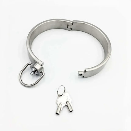 Heavy Stainless Steel Press Lock Wrist Handcuffs Ankle Cuffs Neck Collar Choker Shackles Bondage Adult Games Sex Toys for Couple