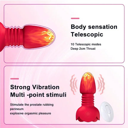 Wireless Remote Prostate Massager Female Vagina Masturbator Telescopic Anal Butt Plug Vibrator Adult Sex Toys for Women Men