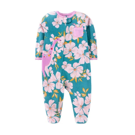 Newborn Baby Rompers Autumn Winter Zipper Fleece Sleepsuit Clothes Cute Fox Animal Footed Warm Baby Pajamas Babe Jumpsuit 0-12M