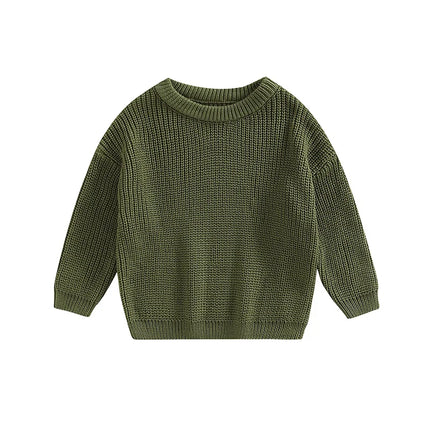 Autumn Baby Girls Boys Sweaters Coat Kids Knitting Pullovers Tops Baby Boys Girls Solid Color Basic Cotton Long Sleeve Sweater