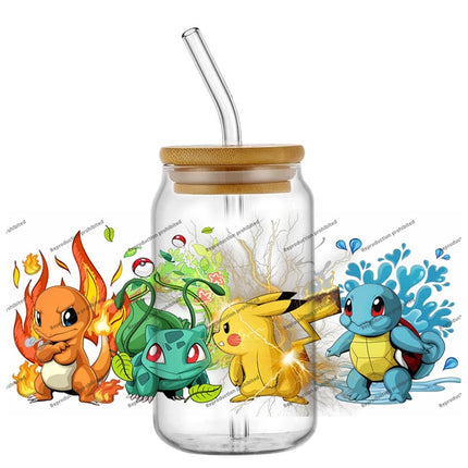popular Pokemon UV DTF Cup Wrap 16oz Reusable Washable SelfAdhesive transfer Sticker for DIY Tumblers DIY Home decoration