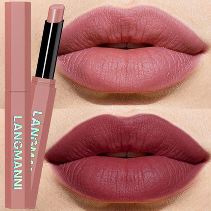 Peach Nude Velvet Matte Lipstick 12 Color Waterproof Lipstick Pencil Long-Lasting Highly-Pigment Rose Wood Lip Stain Tint Makeup