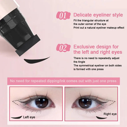 DIY Rotate Eyeliner Stamp Integrated Black Brown Dual-Tip Eyeliner Wing Stencil Waterproof Smudge-Proof Long Lasting Liquid Pen