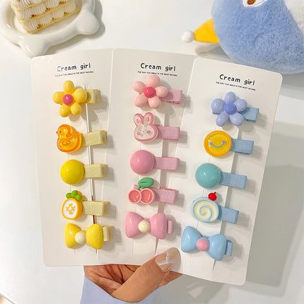 5PCS/Set Cute Cartoon Baby Girl Hair Clips Sweet Flower Bow Sided Clips Bangs Clips Kids Barrettes Hair Accessories