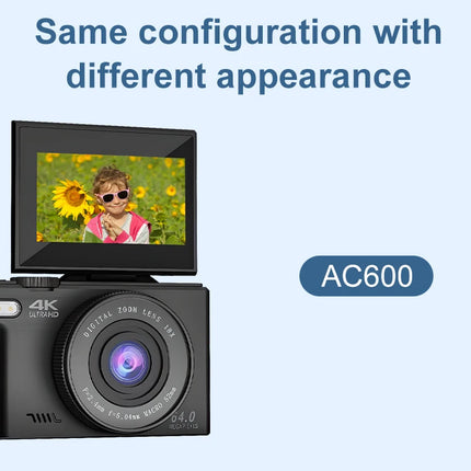 Ourlife AC600 Digital Camera 4K 64MP UHD Cameras 18X Digital Zoom 180° Flip Screen Vintage Vlogging Camera for YouTube Autofocus