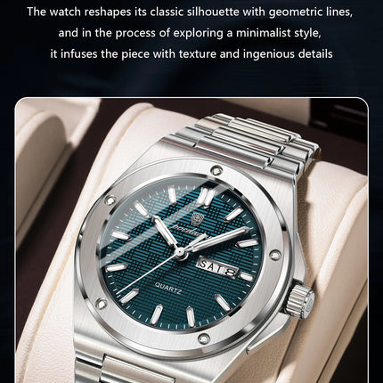 POEDAGAR Original Men Clock Quartz Date Week Luxury Man Wristwatch Waterproof Luminous Stainless Steel Sport Men's Watches Reloj