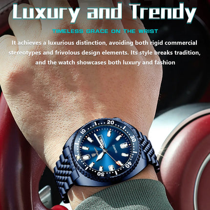 POEDAGAR Top Business Men Watch Date Week Waterproof Luminous Fashion Man Wristwatch Stainless Steel Casual Quartz Men's Watches