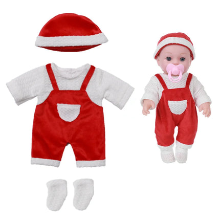For 12 Inch 30cm Baby Reborn Dolls Outfits Clothing Carry Cot Cartoon Bear Winter Pajamas Jumpsuit Plush Clothes Accessories