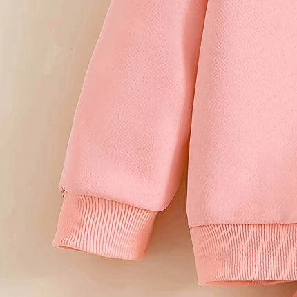 Newborn baby girl's English printed fleece hoodie and sporty casual pants are suitable for outdoor use