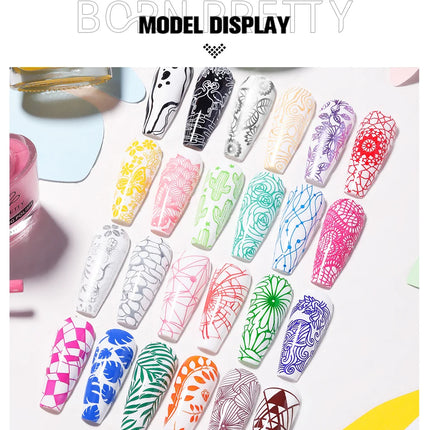 BORN PRETTY 10m Stamping Nail Polish White Black Gold Red Colorful Nail Art Printing Varnish DIY for Nail Plate Design Varnish