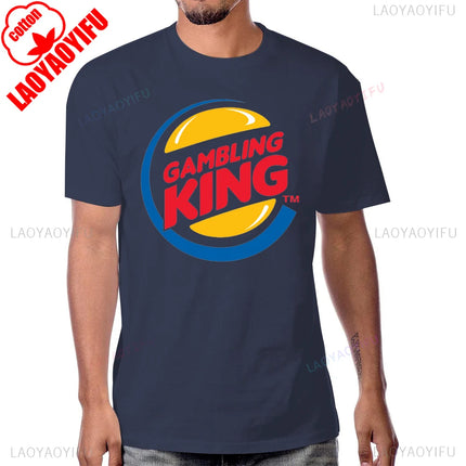 Funny Gambling King T-Shirt Vegas Roulette Slot Poker Gambling Casual Fashion Streetwear Men's Cotton Short Sleeve T Shirt