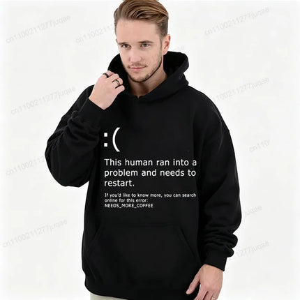 Men Hoodies Funny Blue Screen of Death Coffee Error Graphic Tracksuits Autumn Winter Man Sportwear Geek Sweatshirts Tops Gifts