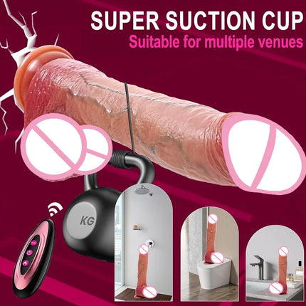 Adult Sex Toy for Women Realistic Dildo Soft Silicone Heating Telescopic G-Spot Vibrator Butt Plug Anal Strap-on Big Penis Massager Female Vaginal Stimulator Masturbation Strap-on with Strong Suction Cup Hands-Free Dick Sex Toy