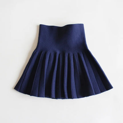1pcs Girls Knit Skirts Baby Autumn Winter Princess pleated Skirts Childrens Student High Waist Mini Tutu Skirts Kids Solid Dress