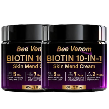 Bee Venom Biotin 10-in-1 Skin Mend Face Cream - 5Min Revitalize, 7Day Anti-Wrinkle, Firming & Moisturizing for Glowing Skin