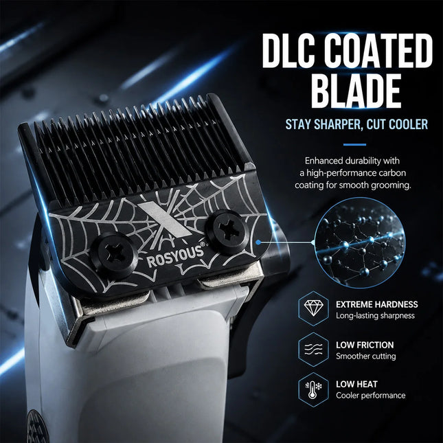 ROSYOUS RS-888C KM-1595 JC-10000 External Rotor Brushless Motor Men Electric Hair Clipper Kit 8000RPM Professional Hair Trimmer