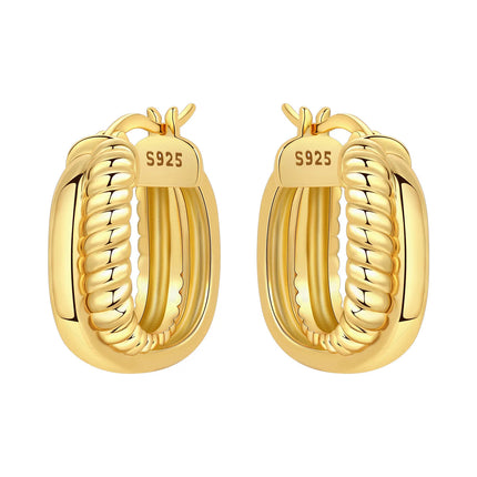 Original 2026 S925 Sterling Silver Zircon 18K Gold Lining Vintage Hoop Earrings for Women Birthday Party Wedding Gift Jewellery